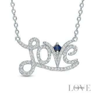Vera Wang Love Collection 0.19 CT. T.W. Diamond "Love" Necklace in Sterling Silver