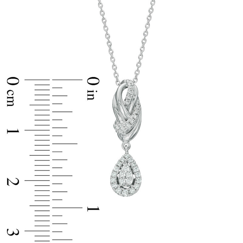 Vera Wang Love Collection 0.30 CT. T.W. Diamond Knot Drop Pendant in 14K White Gold