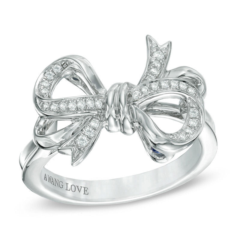 Vera Wang Love Collection 0.19 CT. T.W. Diamond Bow Ring in Sterling Silver