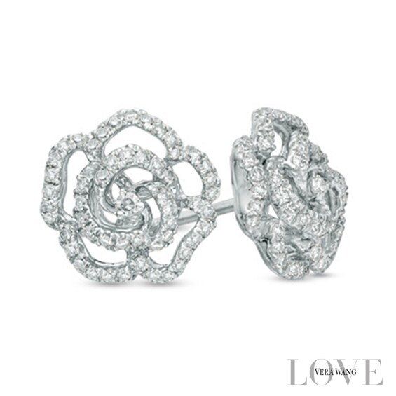Vera Wang Love Collection 0.31 CT. T.W. Diamond Rose Stud Earrings in 14K Gold