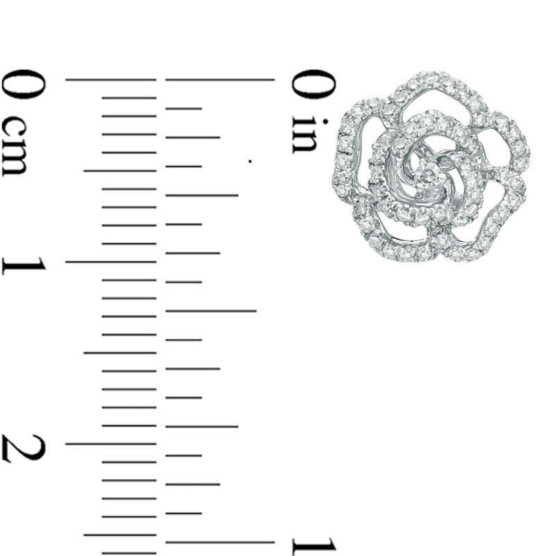 Main Image 3 of Vera Wang Love Collection 0.31 CT. T.W. Diamond Rose Stud Earrings in 14K White Gold