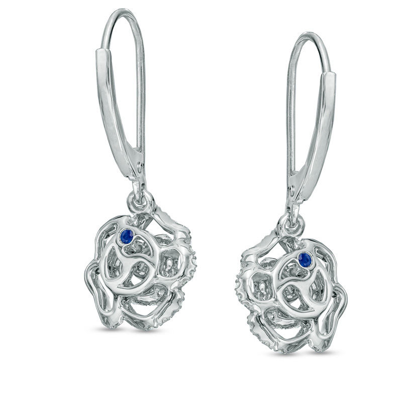 Main Image 2 of Vera Wang Love Collection 0.29 CT. T.W. Diamond Rose Drop Earrings in 14K White Gold