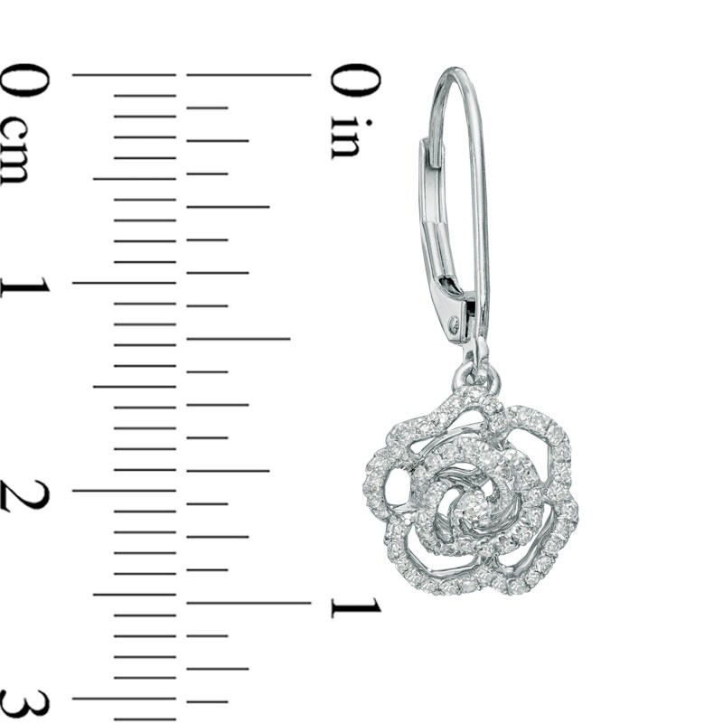 Main Image 3 of Vera Wang Love Collection 0.29 CT. T.W. Diamond Rose Drop Earrings in 14K White Gold