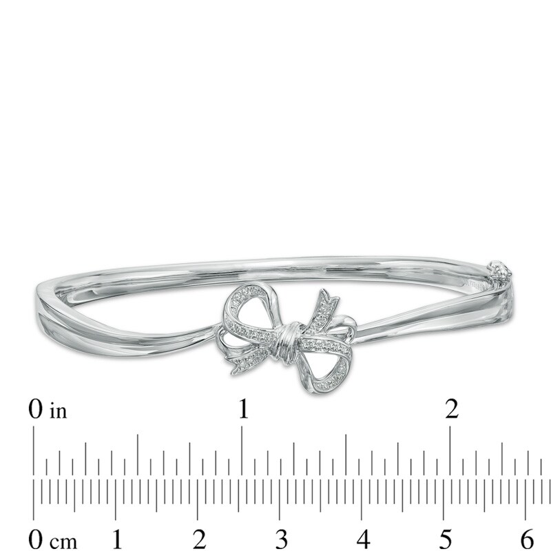 Main Image 3 of Vera Wang Love Collection 0.12 CT. T.W. Diamond Bow Bangle in Sterling Silver