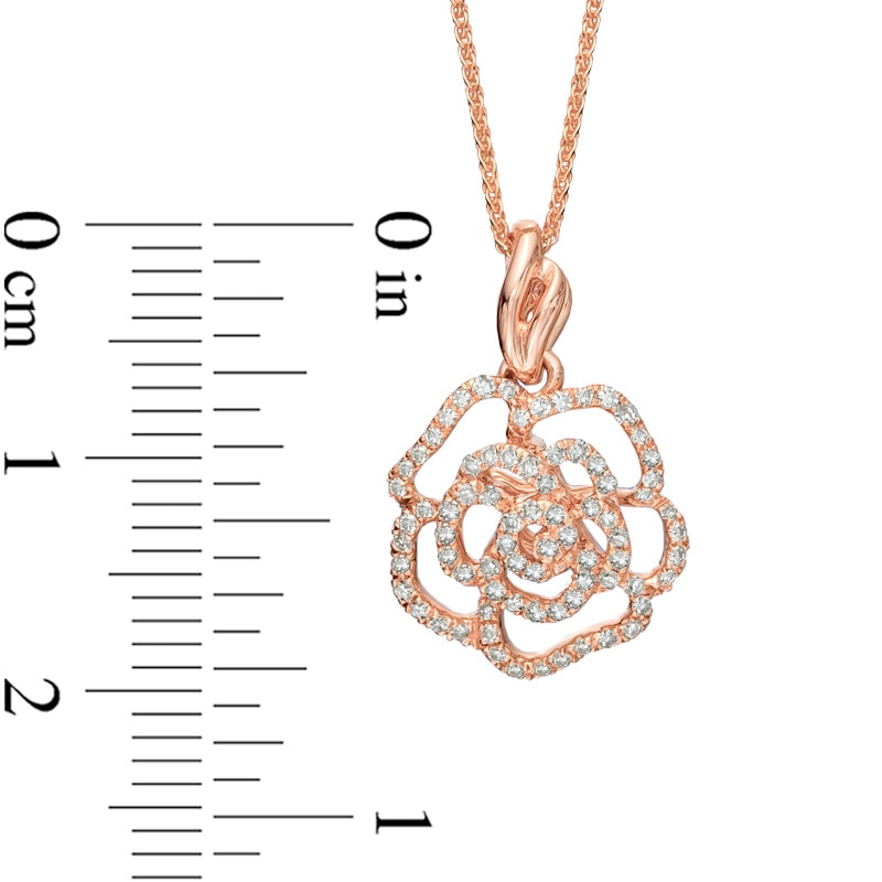 Main Image 3 of Vera Wang Love Collection 0.25 CT. T.W. Diamond Rose Pendant in 14K Rose Gold