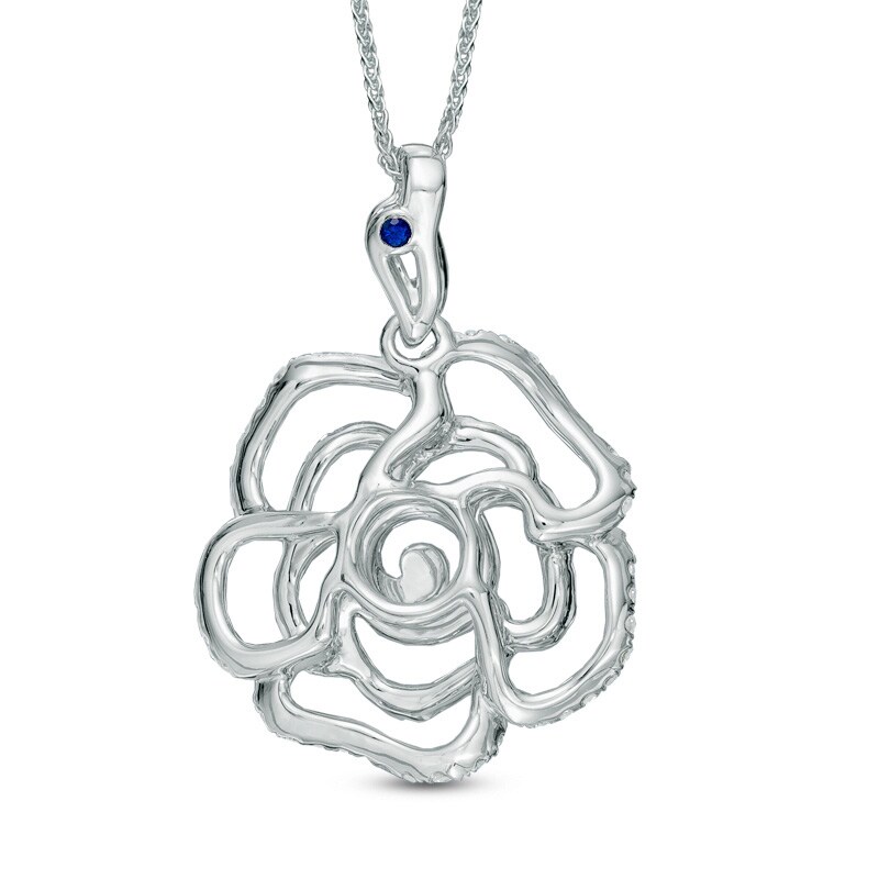 Main Image 2 of Vera Wang Love Collection 0.30 CT. T.W. Diamond Rose Pendant in 14K White Gold