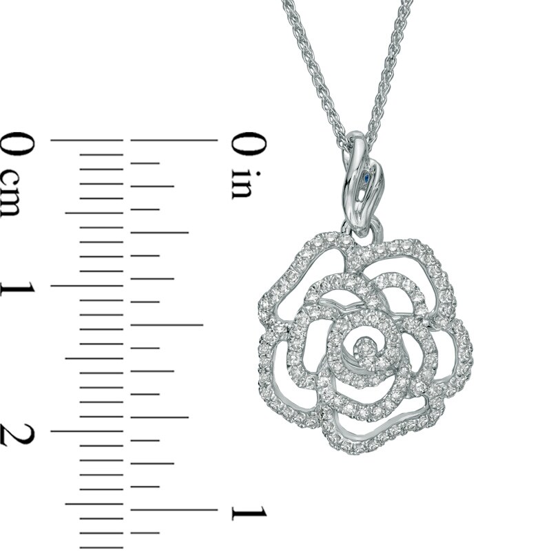Main Image 3 of Vera Wang Love Collection 0.30 CT. T.W. Diamond Rose Pendant in 14K White Gold