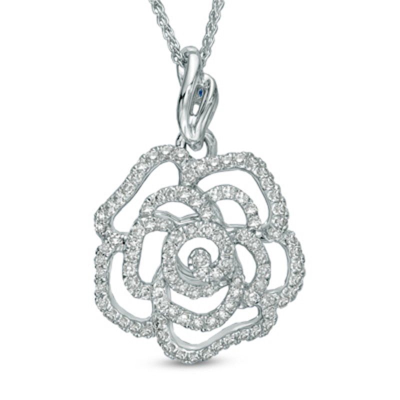 Vera Wang Love Collection 0.47 CT. T.W. Diamond Rose Pendant in 14K White Gold