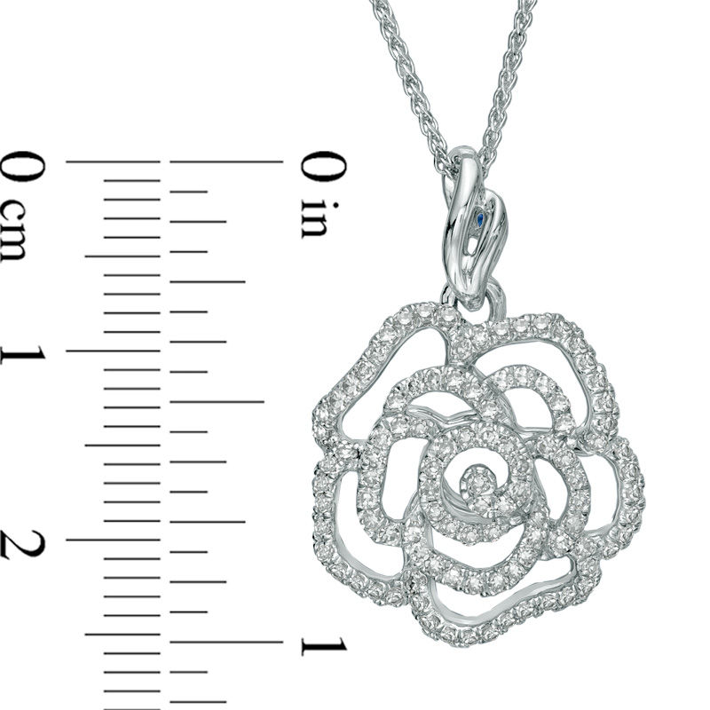 Main Image 3 of Vera Wang Love Collection 0.47 CT. T.W. Diamond Rose Pendant in 14K White Gold