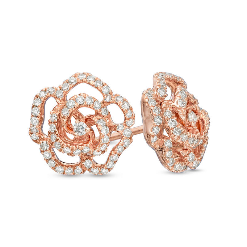 Vera Wang Love Collection 0.31 CT. T.W. Diamond Rose Stud Earrings in 14K Rose Gold