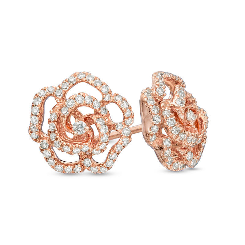 Main Image 1 of Vera Wang Love Collection 0.31 CT. T.W. Diamond Rose Stud Earrings in 14K Rose Gold