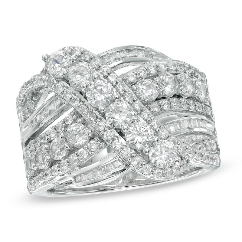 Main Image 1 of 2.00 CT. T.W. Diamond Overlay Ring in 10K White Gold