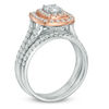 Thumbnail Image 1 of 1.45 CT. T.W. Certified Canadian Diamond Double Frame Bridal Set in 14K Two-Tone Gold (I/I2)