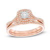 Thumbnail Image 0 of 0.45 CT. T.W. Certified Canadian Diamond Double Frame Bridal Set in 14K Rose Gold (I/I2)