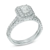 Thumbnail Image 1 of 1.45 CT. T.W. Certified Canadian Emerald-Cut Diamond Double Frame Bridal Set in 14K White Gold (I/I1)