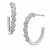 Thumbnail Image 1 of 0.15 CT. T.W. Diamond Cascading Hoop Earrings in Sterling Silver