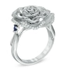 Vera Wang Love Collection 0.18 CT. T.W. Diamond and Blue Sapphire Rose Ring in Sterling Silver