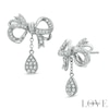 Thumbnail Image 0 of Vera Wang Love Collection 0.23 CT. T.W. Diamond Bow Drop Earrings in Sterling Silver