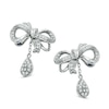 Thumbnail Image 1 of Vera Wang Love Collection 0.23 CT. T.W. Diamond Bow Drop Earrings in Sterling Silver