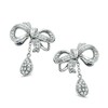 Thumbnail Image 1 of Vera Wang Love Collection 0.23 CT. T.W. Diamond Bow Drop Earrings in Sterling Silver