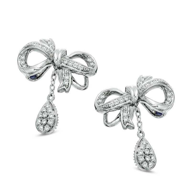 Vera Wang Love Collection 0.23 CT. T.W. Diamond Bow Drop Earrings in Sterling Silver