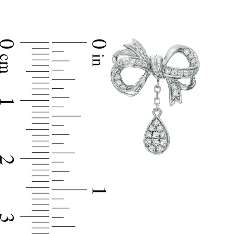 Main Image 3 of Vera Wang Love Collection 0.23 CT. T.W. Diamond Bow Drop Earrings in Sterling Silver