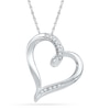 Thumbnail Image 1 of Diamond Accent Tilted Heart Pendant in 10K White Gold