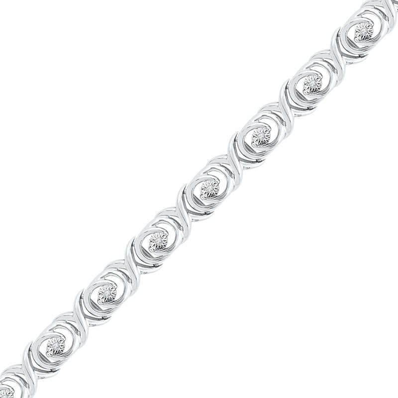 Diamond Accent Spiral Bracelet in Sterling Silver - 7.25"