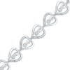 Thumbnail Image 1 of 0.12 CT. T.W. Diamond Heart with Infinity Link Bracelet in Sterling Silver - 7.5"