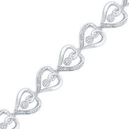 0.12 CT. T.W. Diamond Heart with Infinity Link Bracelet in Sterling Silver - 7.5"