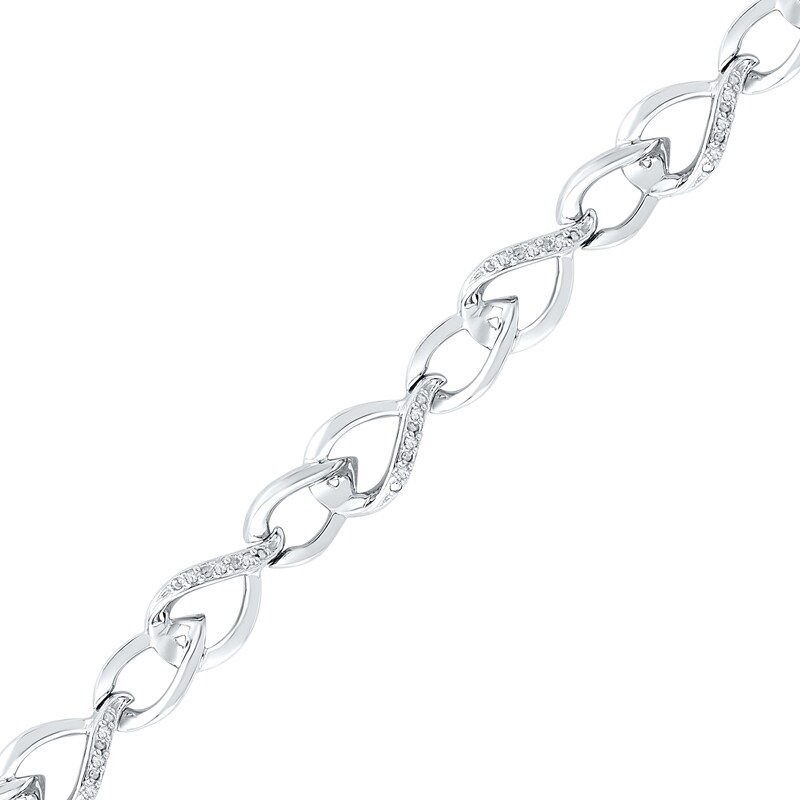 Main Image 1 of 0.10 CT. T.W. Diamond Interlocking Infinity Bracelet in Sterling Silver - 7.5"