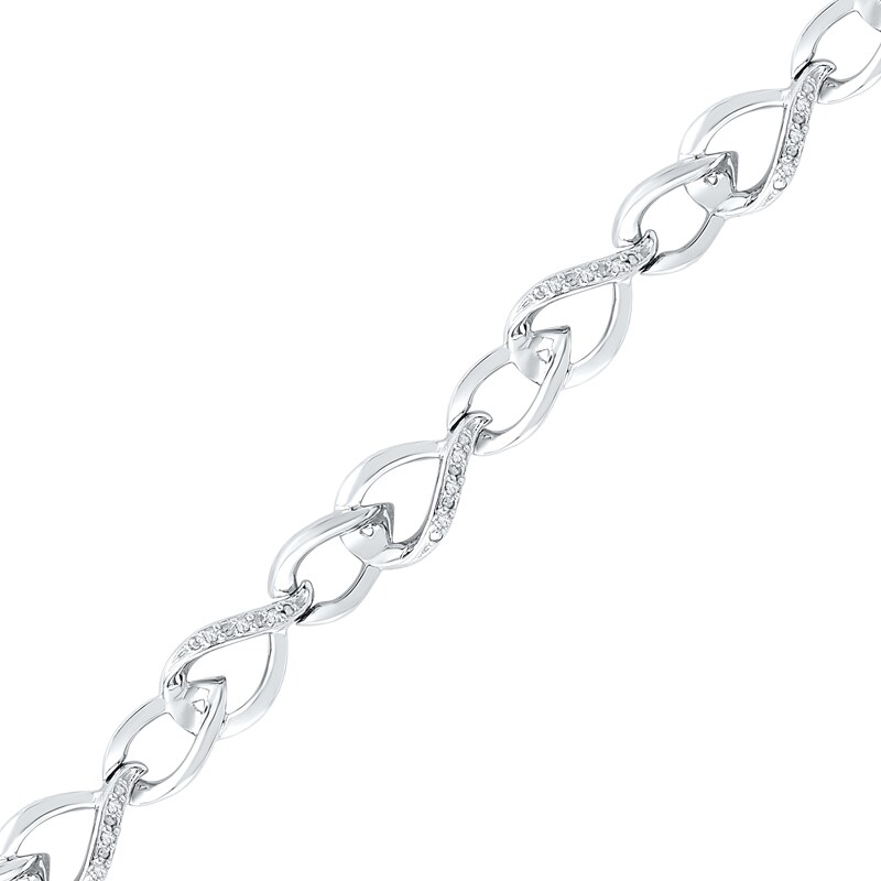 0.10 CT. T.W. Diamond Interlocking Infinity Bracelet in Sterling Silver - 7.5"