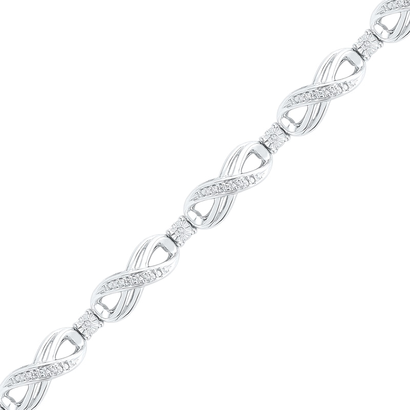 0.10 CT. T.W. Diamond Infinity Bracelet in Sterling Silver - 7.5"