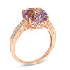 Thumbnail Image 1 of Rose de France Amethyst and Lab-Created White Sapphire Ring in Sterling Silver with 14K Rose Gold Plate