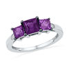 Thumbnail Image 1 of Princess-Cut Amethyst Three Stone Ring in Sterling Silver