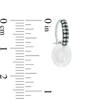 6.5-7.0mm Freshwater Cultured Pearl and Diamond Accent Drop Earrings in 10K White Gold