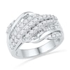 1.00 CT. T.W. Baguette and Round Diamond Rolling Wave Band in 10K Gold