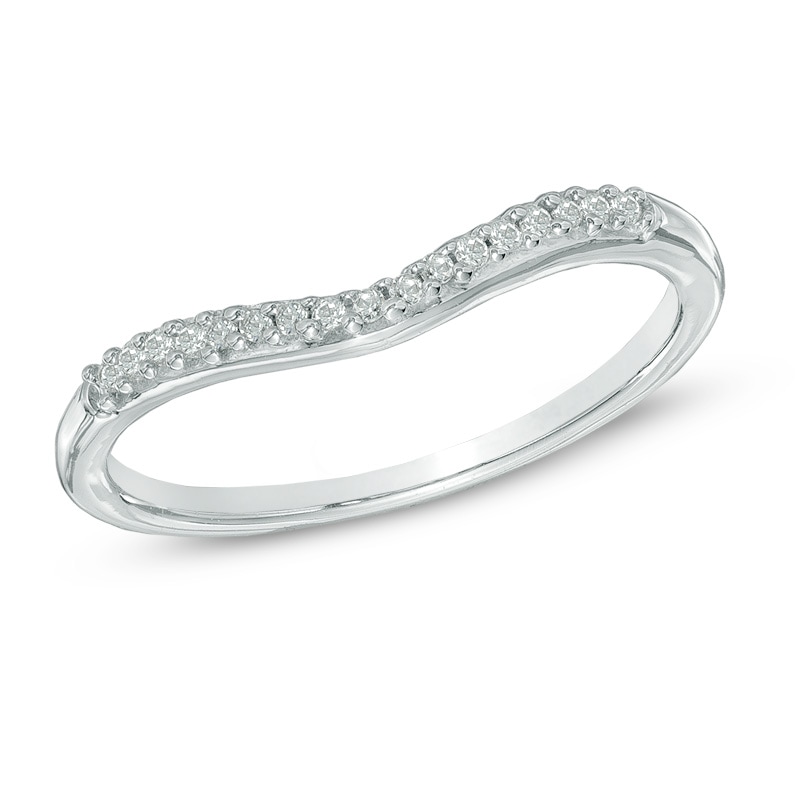 Diamond Accent Chevron Midi Ring in Sterling Silver