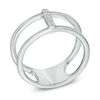 Diamond Accent Linear Orbit Midi Ring in Sterling Silver