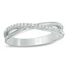 Diamond Accent Criss-Cross Midi Ring in Sterling Silver