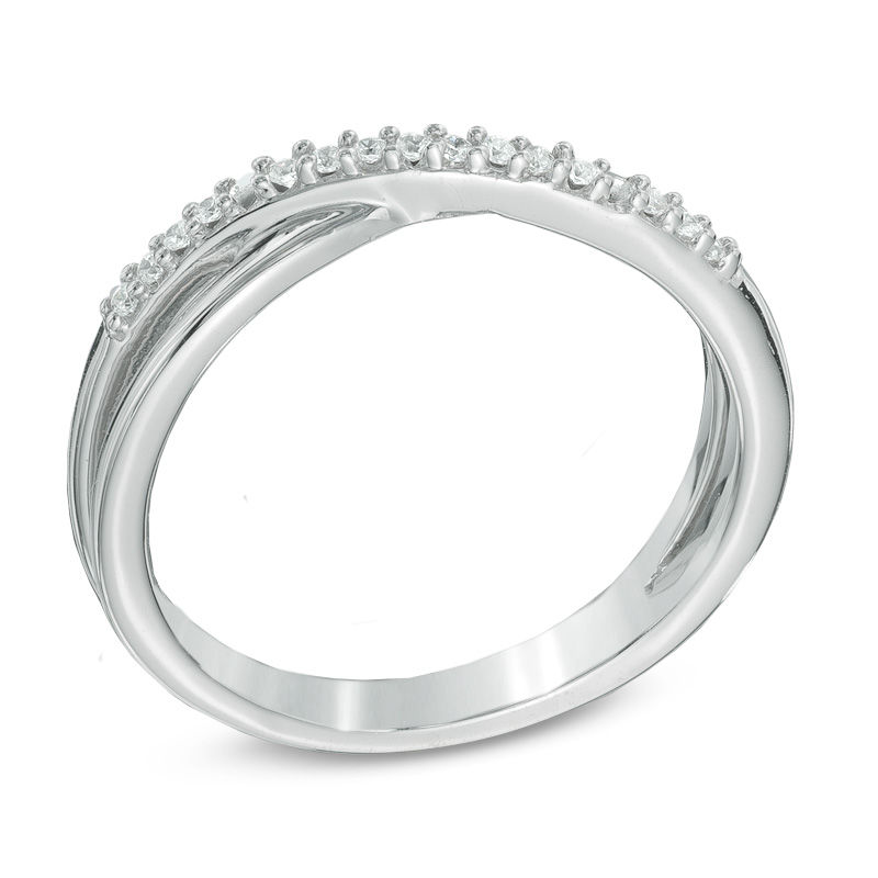 Diamond Accent Criss-Cross Midi Ring Sterling Silver