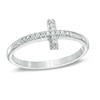 Thumbnail Image 1 of Diamond Accent Sideways Cross Midi Ring in Sterling Silver