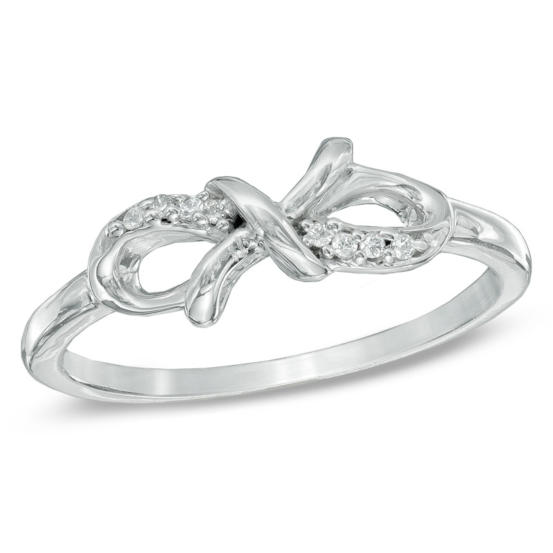 Diamond Accent Infinity Knot Midi Ring in Sterling Silver