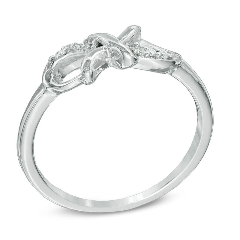 Diamond Accent Infinity Knot Midi Ring Sterling Silver