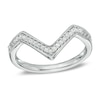 Diamond Accent Deep Chevron Midi Ring in Sterling Silver