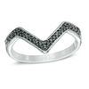Thumbnail Image 1 of Black Diamond Accent Deep Chevron Midi Ring in Sterling Silver