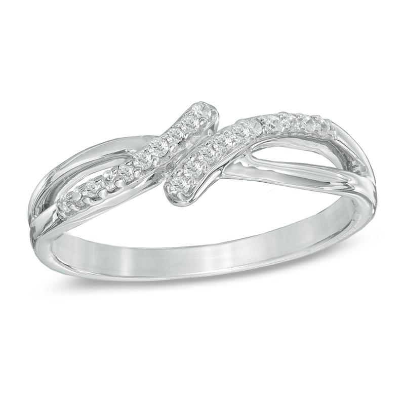 Diamond Accent Split Shank Midi Ring in Sterling Silver