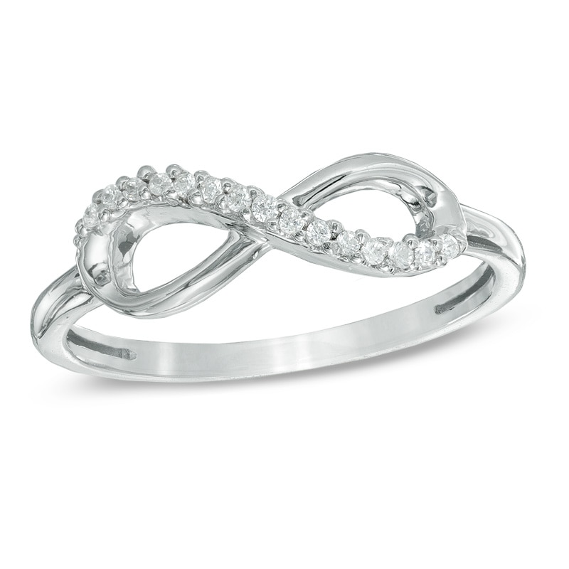 Diamond Accent Sideways Infinity Midi Ring in Sterling Silver