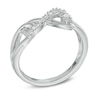 Diamond Accent Interlocking Sideways Infinity Midi Ring in Sterling Silver
