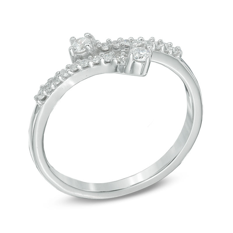 0.10 CT. T.W. Diamond Bypass Midi Ring Sterling Silver